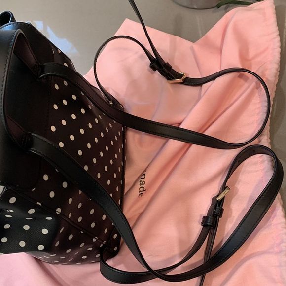 Kate Spade New York Minnie Mouse Drawstring Flap Backpack Black Dot Bow - Picture 13 of 13